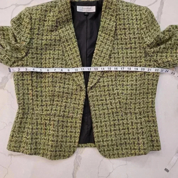 Tahari Arthur S. Levine Womens Tweed Open Blazer Green Size 14 - Picture 7 of 11